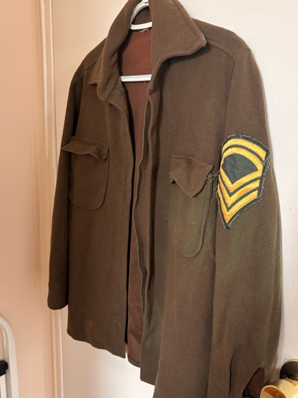 Men's Military-Style Brown Wool Shirt